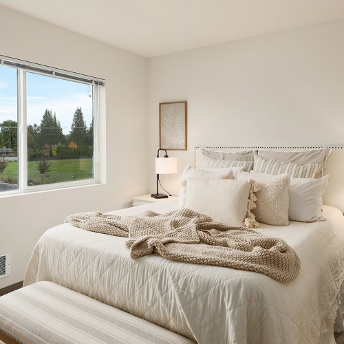 Bedroom bedroom with large windows