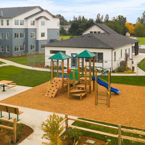 Playground aerial view of playground