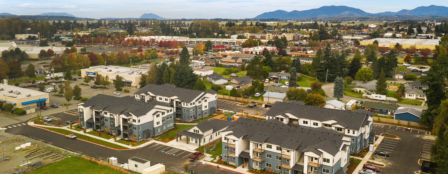 aerial rendering of Four Pines Apartments