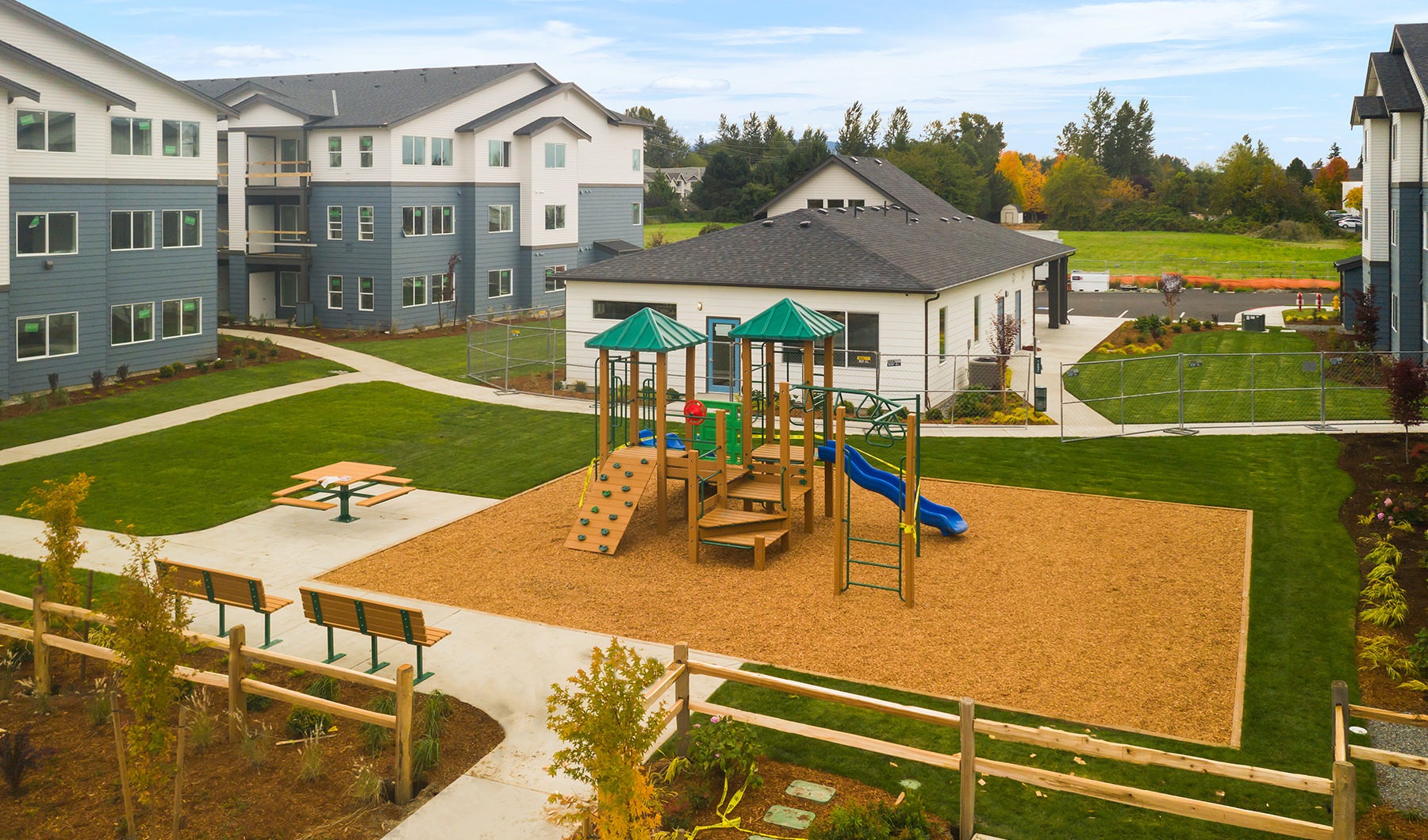 Playground aerial view of playground